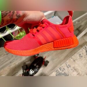 ADIDAS NMD BOOST Neon Orange kids/mens 5, women’s 6.5